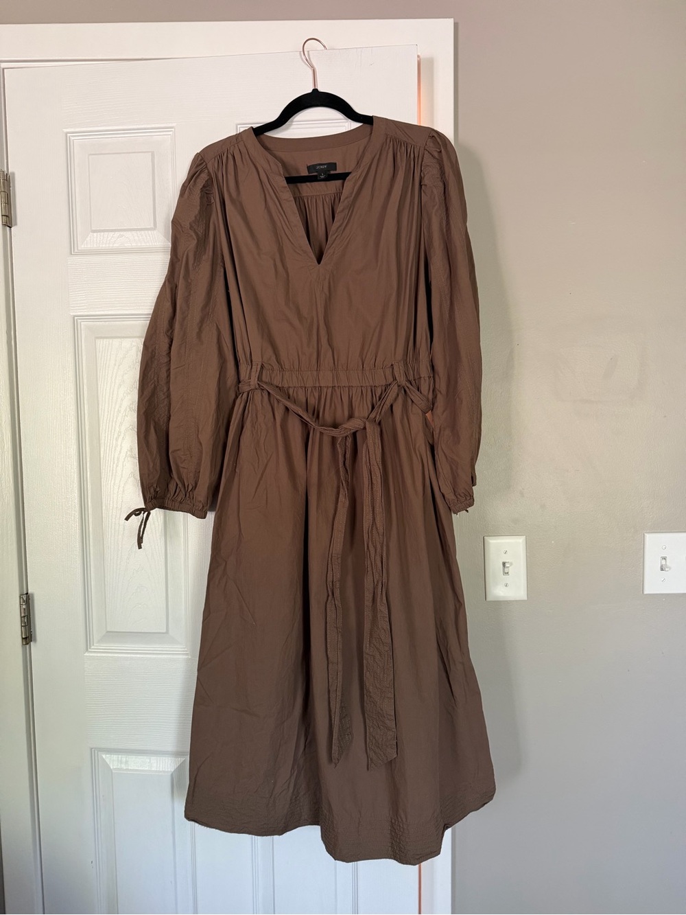 Jcrew Brown Long Belted Maxi Dress Long Sleeve Modest - Picture 1 of 6